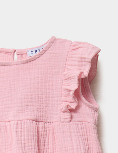 Ensemble 3 pièces coton majoritaire rose clair bébé fille