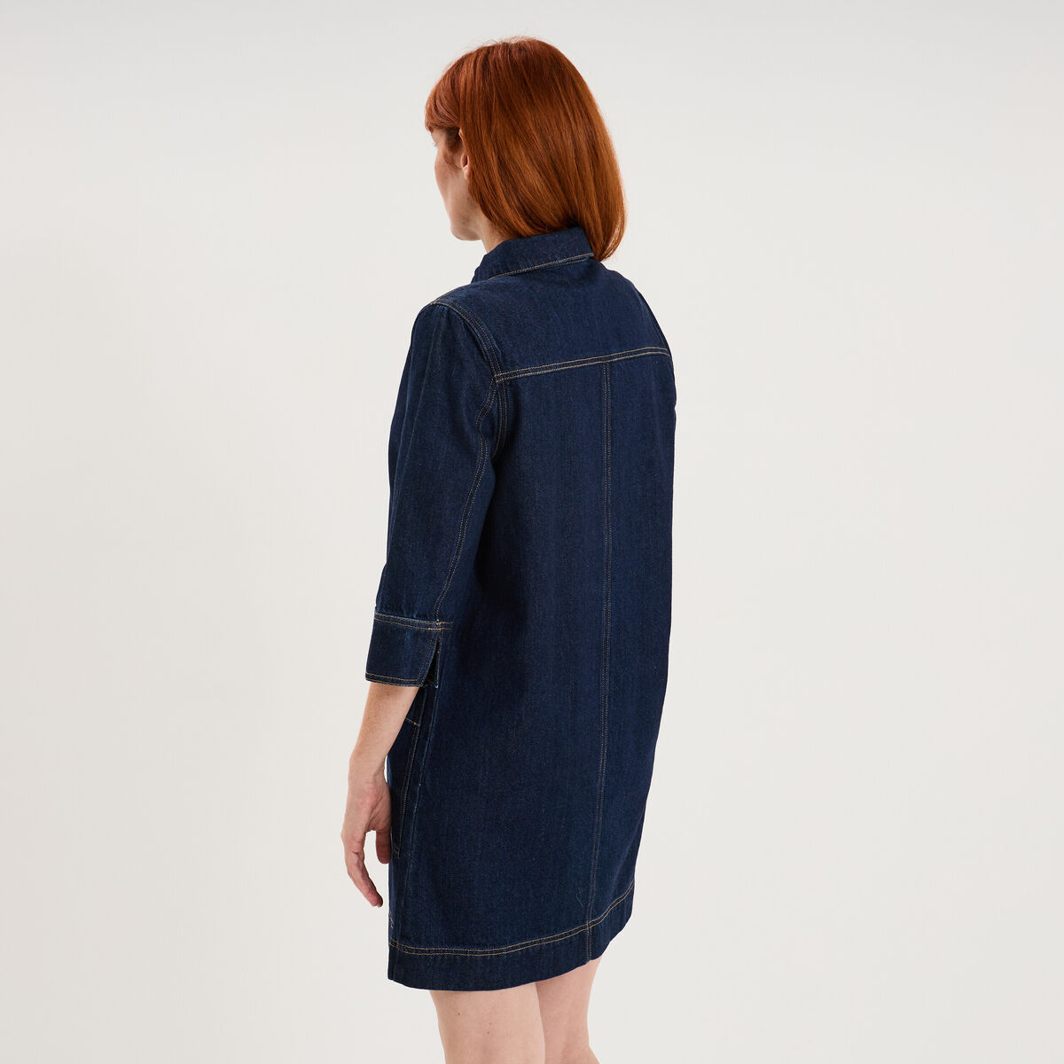 Robe courte en denim manches 3/4 denim brut femme