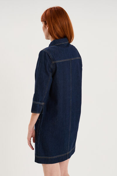 Robe courte en denim manches 3/4 denim brut femme
