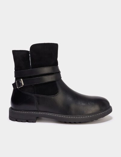 Boots fourr&eacute;es en cuir noir fille