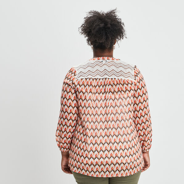 Blouse manches 3/4 ecru femme grande taille