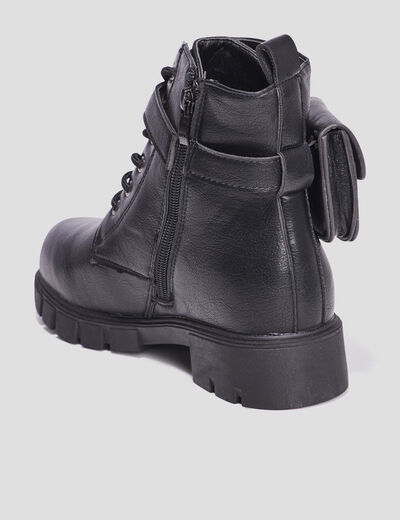 Bottines crantées avec pochettes noir fille