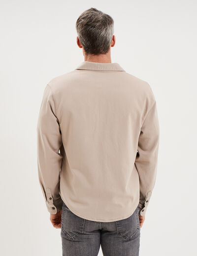 Surchemise droite m&eacute;lange coton stretch gris clair homme