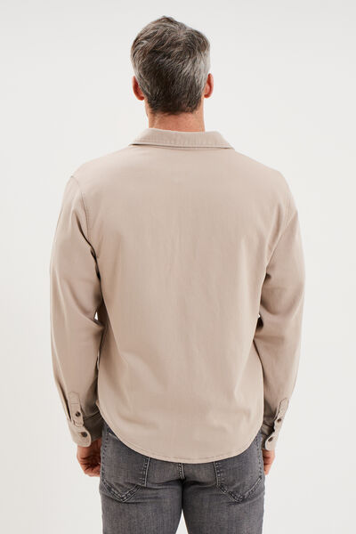 Surchemise droite m&eacute;lange coton stretch gris clair homme