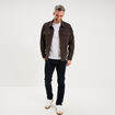 Surchemise droite m&eacute;lange coton stretch marron fonc&eacute; homme