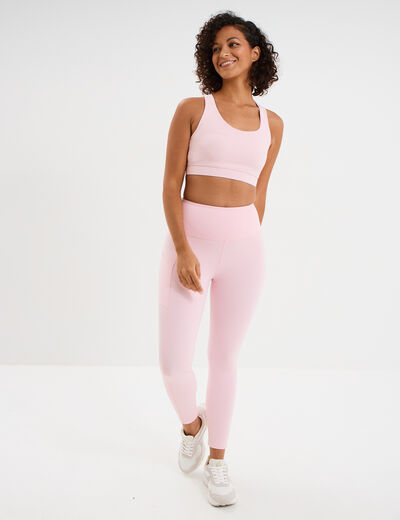 Legging de sport taille haute rose clair femme