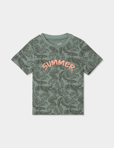 T-shirt col rond manches courtes coton vert pastel bébé garçon