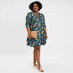 Robe évasée manches longues noir femme grande taille