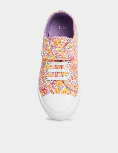 Tennis basses à scratchs en toile multicolore fille