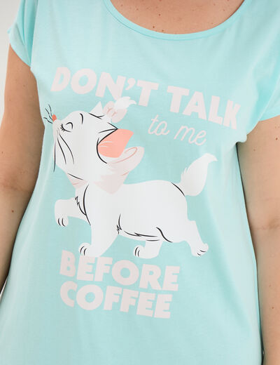 Chemise de nuit courte Aristochats Marie bleu turquoise femme grande taille