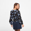 Blouse cache-coeur taille smockée noir femme