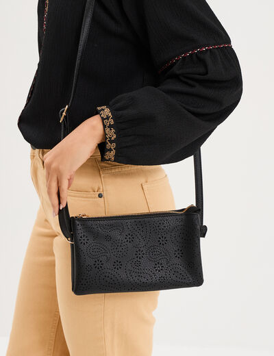 Sac pochette d&eacute;tails ajour&eacute;s noir femme