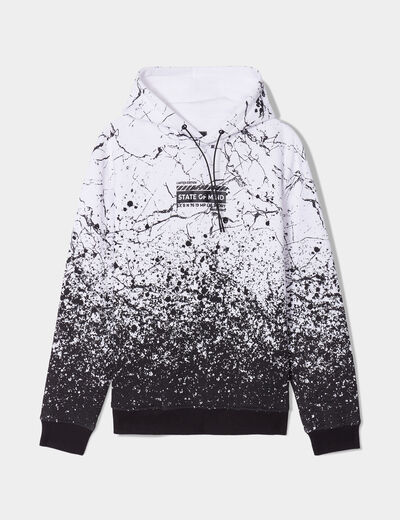 Sweat &agrave; capuche hoodie molleton blanc homme