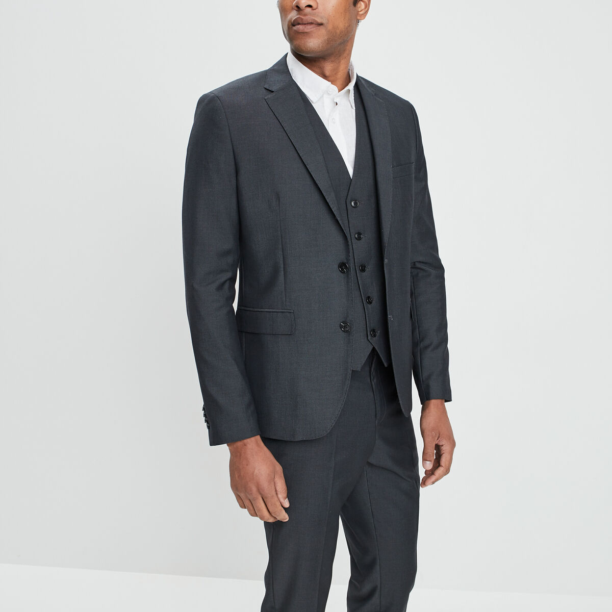 Veste ajustée boutonnée gris foncé homme