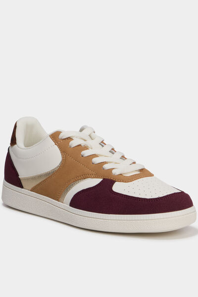 Baskets basses &agrave; lacets bordeaux femme