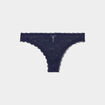 Tanga en dentelle doublure coton bleu marine femme