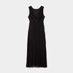 Robe longue plissée sans manches col V noir femme