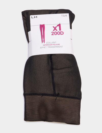 Collant polaire effet transparent 200D noir femme