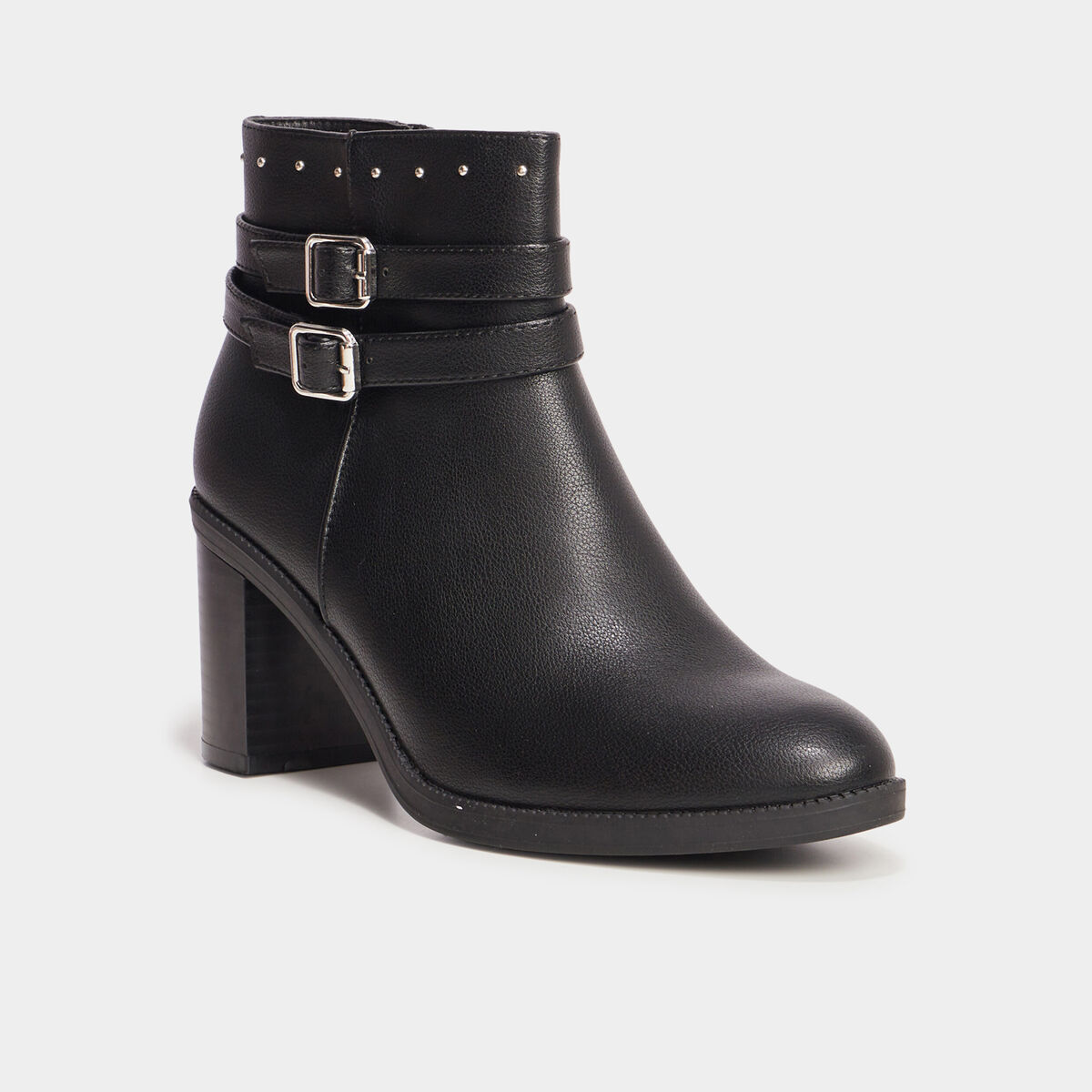 Bottines à talons et détails cloutés noir femme