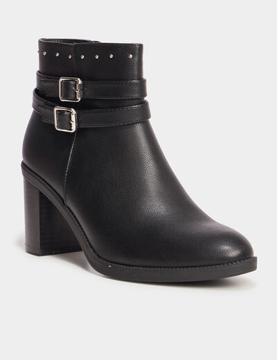Bottines à talons et détails cloutés noir femme