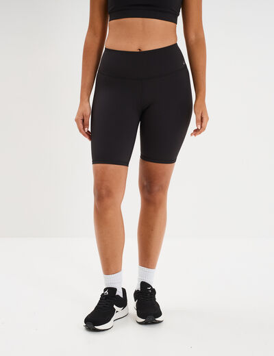 Short cycliste de sport taille haute noir femme