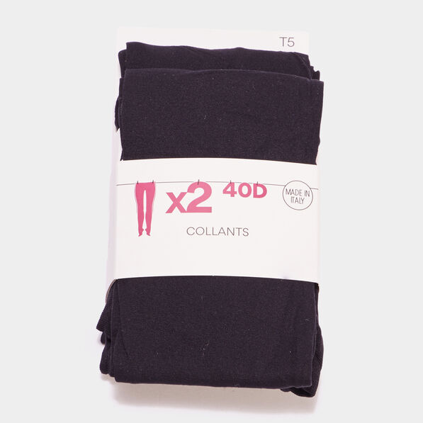 Lot 2 collants 40D noir femme grande taille