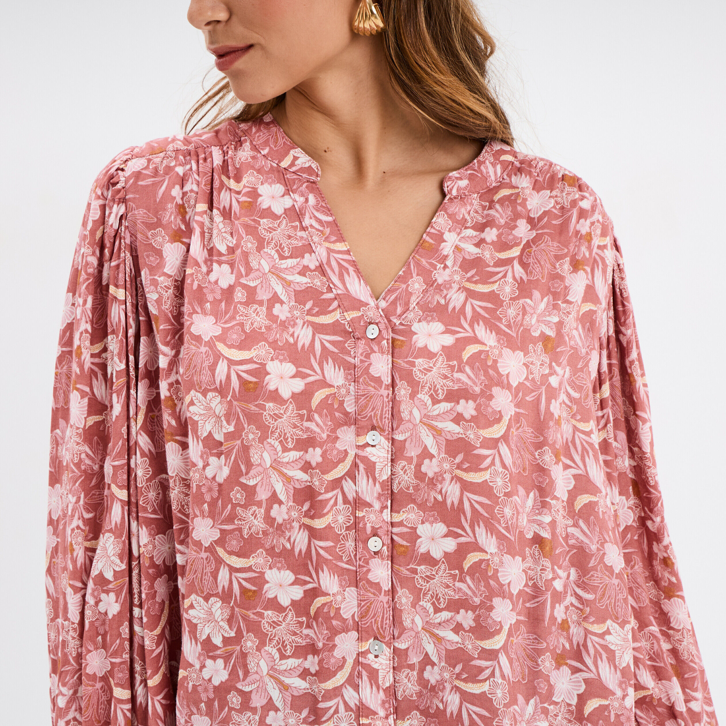 Haut Tunique CREEKS Vieux Rose Rayé Taille T2 (38/40) - 100% Coton, Manches Longues, Occasion Très Bon état