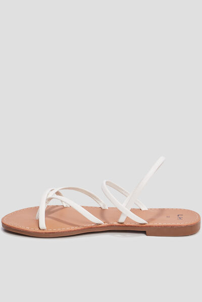 Sandales plates blanc femme