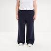 Pantalon large taille &eacute;lastiqu&eacute;e bleu fonc&eacute; femme grande taille