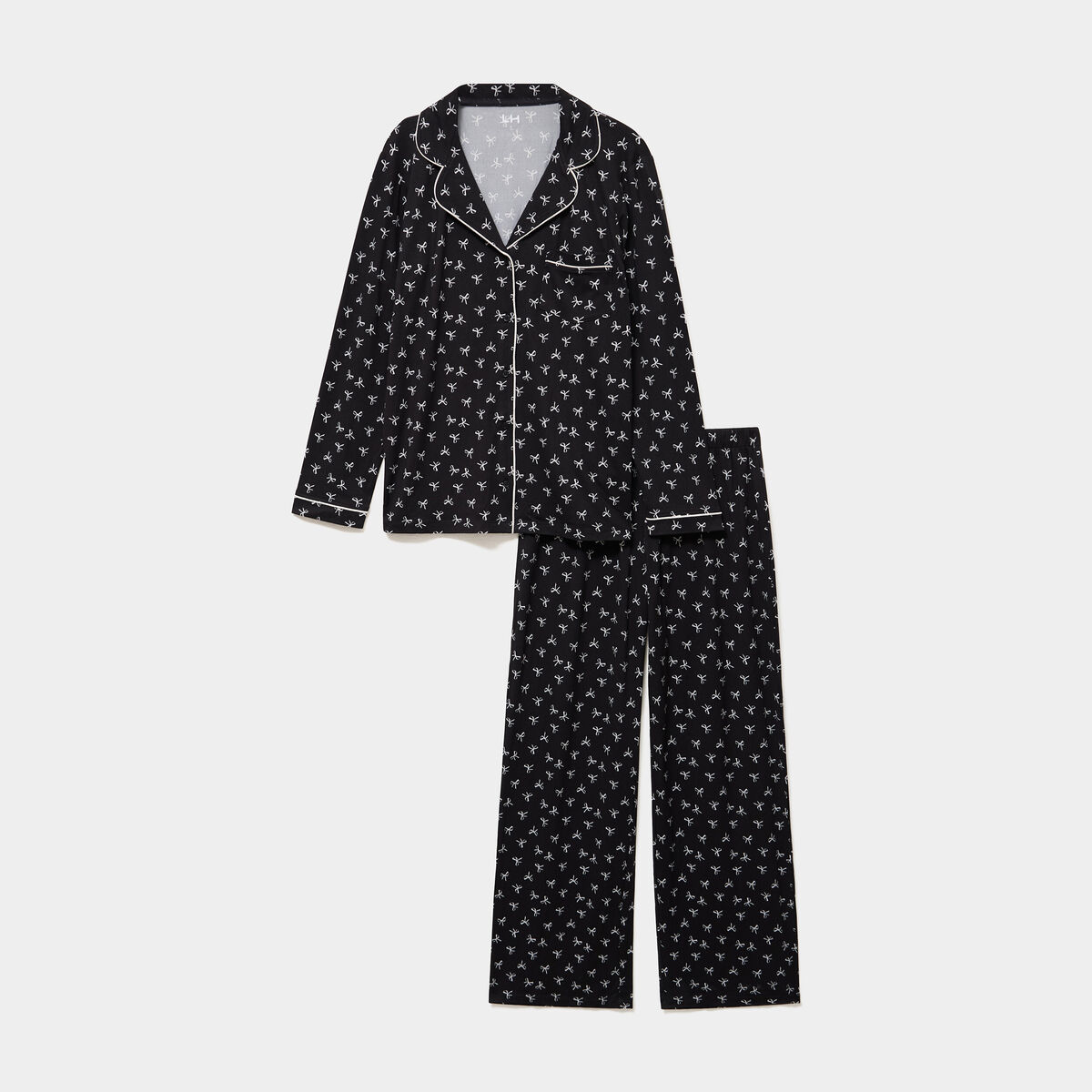 Ensemble pyjama chemise et pantalon noir femme