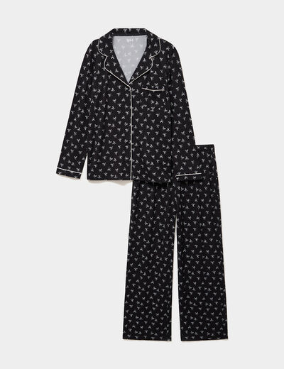Ensemble pyjama chemise et pantalon noir femme