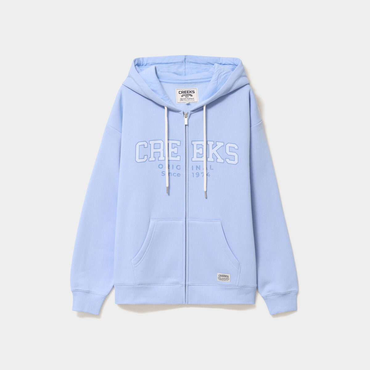 Sweat zipp&eacute; &agrave; capuche bleu marine femme
