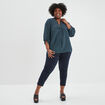 Pantalon regular détails zippés bleu foncé femme grande taille