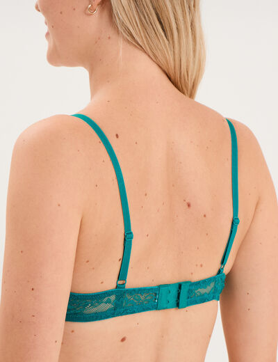 Soutien-gorge corbeille padd&eacute; dentelle vert turquoise femme