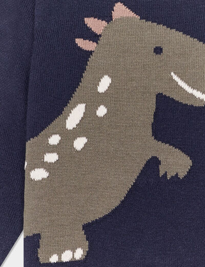 Pull col rond manches longues coton bleu marine bébé garçon