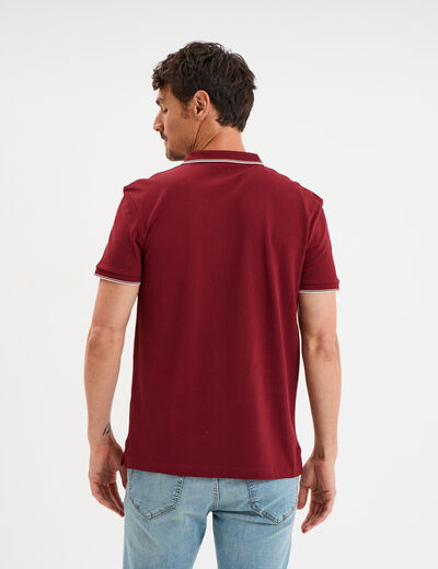 Polo manches courtes bords contrastés bordeaux homme