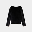 T-shirt ajust&eacute; effet velours &agrave; strass noir fille