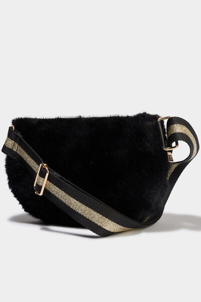 Sac banane fausse fourrure noir femme
