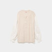 Gilet effet 2-en-1 manches brod&eacute;es beige femme grande taille
