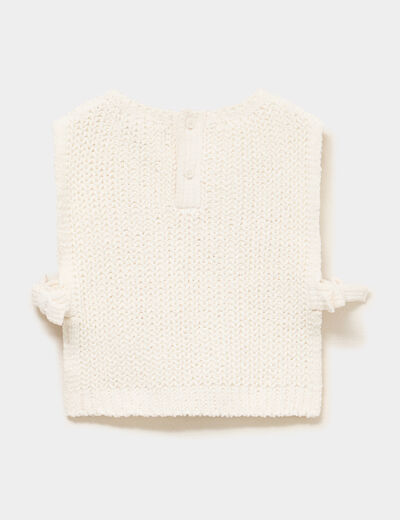 Pull sans manches nou&eacute; blanc b&eacute;b&eacute; fille