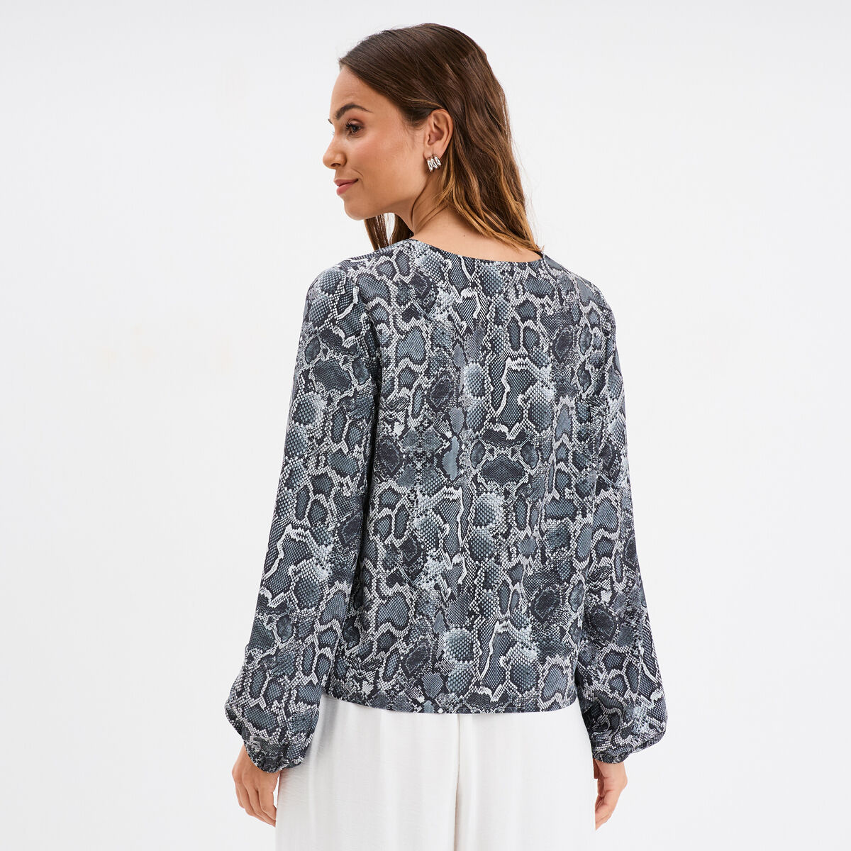 Blouse avec noeuds gris femme