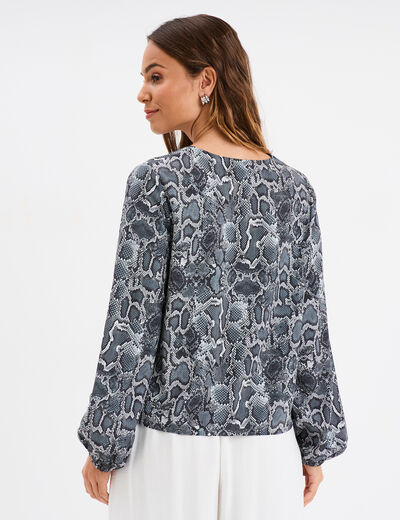 Blouse avec noeuds gris femme