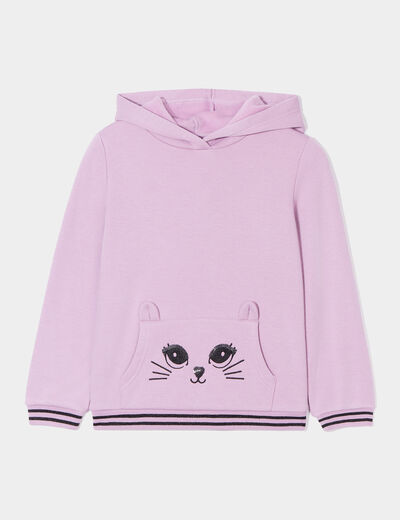 Sweat à capuche hoodie détails sequins parme fille