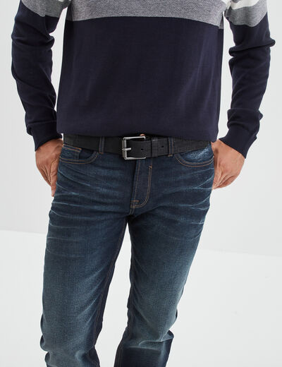 Ceinture emboss&eacute;e noir homme