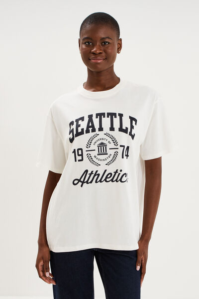 T-shirt oversize manches courtes coton blanc femme