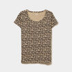 T-shirt coton imprim&eacute; coupe ajust&eacute;e sable femme