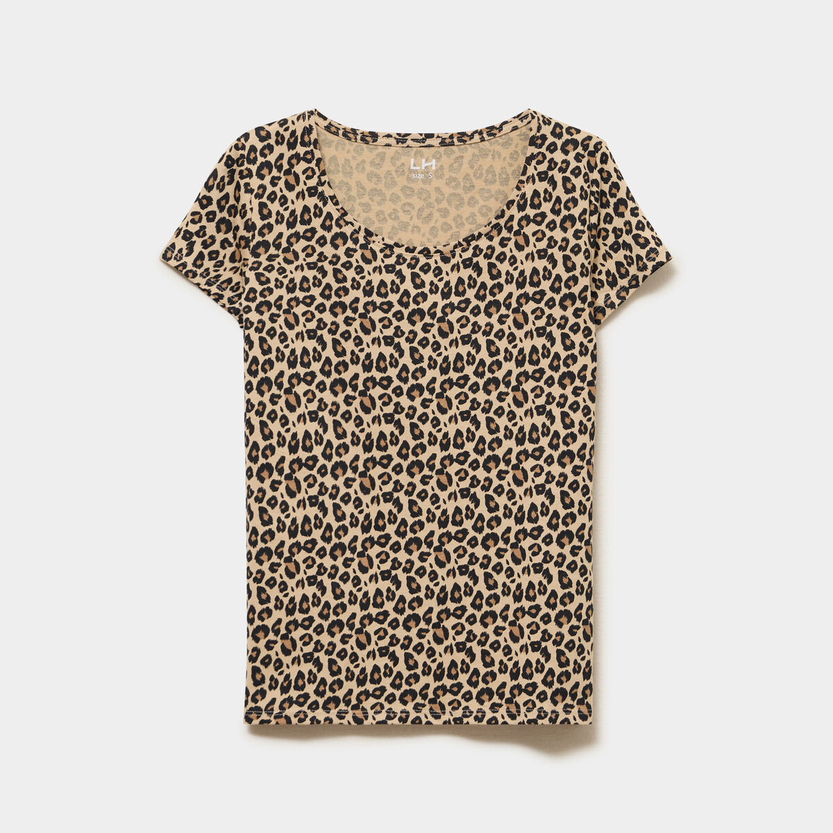 T-shirt coton imprim&eacute; coupe ajust&eacute;e sable femme