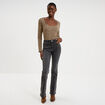 T-shirt coton stretch manches longues beige femme