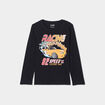 T-shirt col rond manches longues coton noir garçon