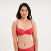 Soutien-gorge corbeille en dentelle rouge corail femme